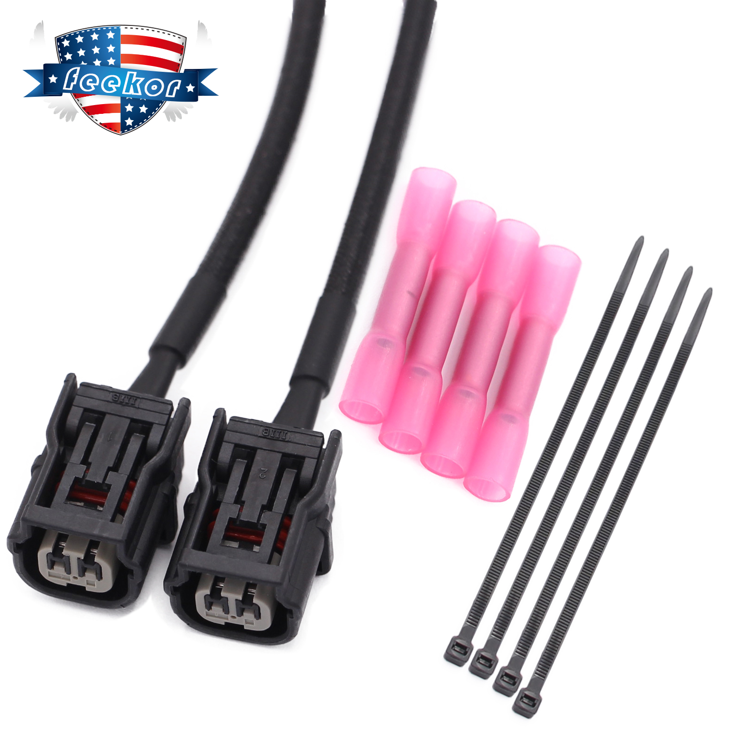 2X Fuel Injector Wire Connector Plug Pigtail Fit for Honda Pioneer 1000